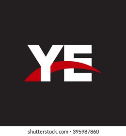 YE initial overlapping swoosh letter logo white red black background