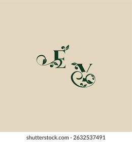 YE letter concept of elegant beautifull wedding organic logo with monogram and leaf