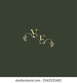 YE letter luxury wedding monogram organic leaf initial logo design concept