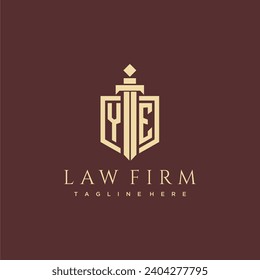 YE letter monogram for law firm with sword and shield logo image