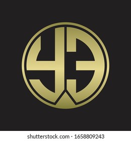 YE Logo monogram circle with piece ribbon style on gold colors