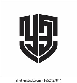 YE Logo monogram with emblem shield shape design isolated on white background