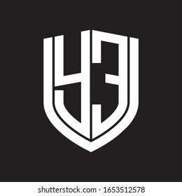 YE Logo monogram with emblem shield design isolated on black background