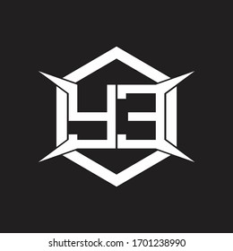 YE Logo monogram with hexagon and four taper shape design template
