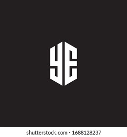 YE Logo monogram with hexagon shape style design template isolated on black background