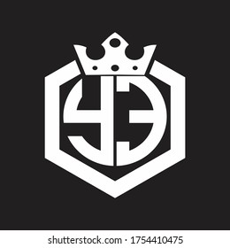 YE Logo monogram rounded by hexagon shape with crown design template