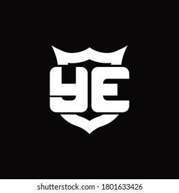 YE Logo monogram with shield around crown shape design template