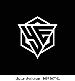 YE logo monogram with triangle and hexagon shape combination isolated on back and white colors