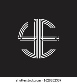 YE Logo monogram triple ribbon style line design template isolated on black background