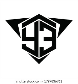 YE Logo monogram with wings arrow around design template on white background