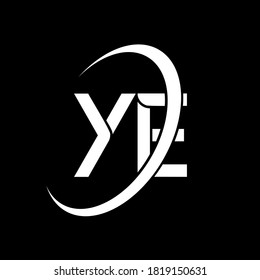 YE logo. Y E design. White YE letter. YE/Y E letter logo design. Initial letter YE linked circle uppercase monogram logo.	