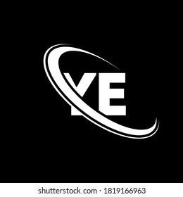 YE logo. Y E design. White YE letter. YE/Y E letter logo design. Initial letter YE linked circle uppercase monogram logo.	