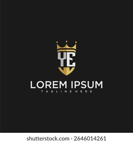 YE luxury letter monogram for crown and shield logo design