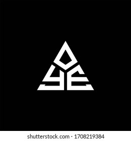 Logotipo monogramo YE con forma de 3 piezas aislada en una plantilla de diseño triangular