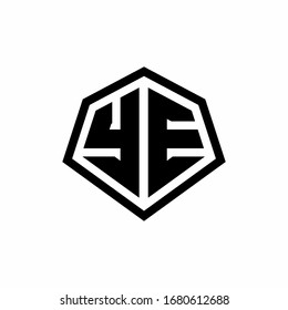 YE monogram logo with hexagon shape and line rounded style design template isolated on white background