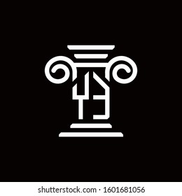 YE monogram logo with pillar style design template