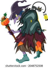 Ye Olde Horrific Halloween Hag Cartoon Witch