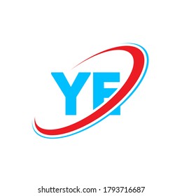 YE Y E letter logo design. Initial letter YE linked circle uppercase monogram logo red and blue. YE logo, Y E design. ye, y e	