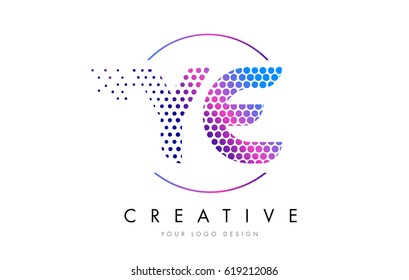 YE Y E Pink Magenta Dotted Bubble Letter Logo Design. Dots Lettering Vector Illustration