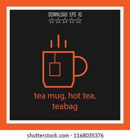 yea mug, hot tea, teabag  vector icon