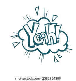 yeah comic pop cloud text emotional speech sound vector hand drawn doodle 