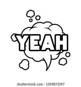 yeah comic words in speech bubble isolated icon