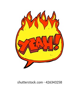 yeah! freehand drawn speech bubble cartoon shout