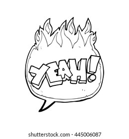yeah! freehand drawn speech bubble cartoon shout
