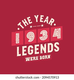 The year 1934 Legends were Born, Vintage 1934 birthday