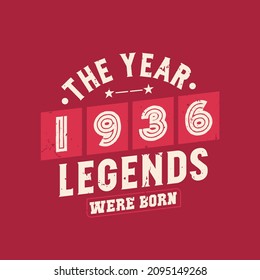 The year 1936 Legends were Born, Vintage 1936 birthday