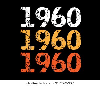 Year 1960 smudged font. Vector with year on black background.