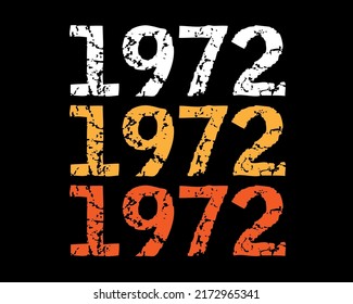 Jahr 1972 verkleidete Schriftart. Vektorgrafik mit Jahr auf schwarzem Hintergrund.