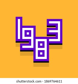 Año 1983 texto con efecto isométrico 3d. Ilustración vectorial.