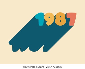 Grabado en el año 1987, sombra larga, paleta de color retro,
