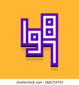 Year 1987 text with 3d isometric effect. Vector illustration.
