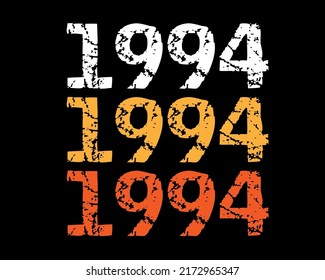 Year 1994 smudged font. Vector with year on black background.