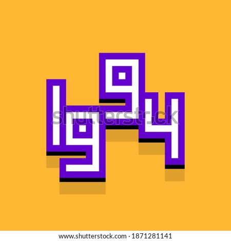 Year 1994 text with 3d isometric effect. Vector illustration.