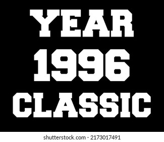 Clásico del año 1996. Vector con año de celebración blanco sobre fondo negro.