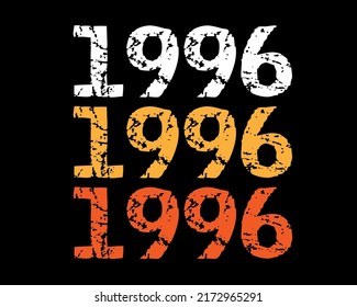 Year 1996 smudged font. Vector with year on black background.