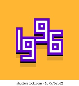 Year 1996 text with 3d isometric effect. Vector illustration.