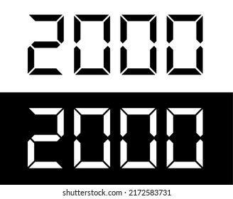 Year 2000 Black And White Digital Numbers Font.