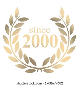 Año 2000, vector de coronas de laurel dorado aislado sobre fondo blanco 