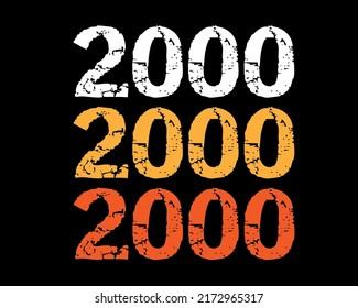 Year 2000 smudged font. Vector with year on black background.