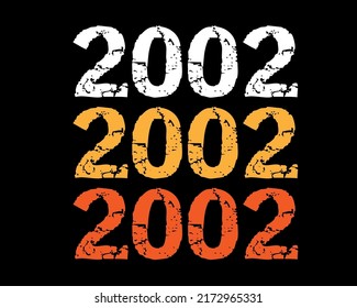 Year 2002 smudged font. Vector with year on black background.