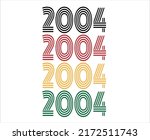 Year 2004 retro font. Vector with year for birthday in black, red, orange and green.