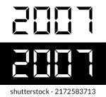 Year 2007 black and white digital numbers font.