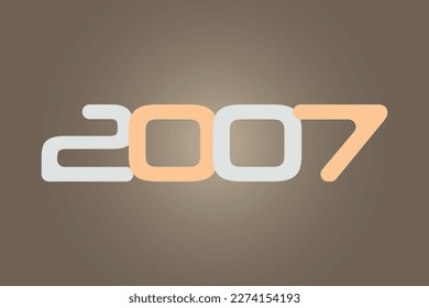 Year 2007 numeric typography text vector design on gradient color background. 2007 historical calendar year logo template design. 