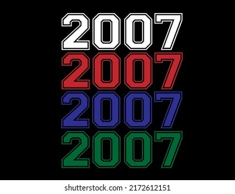 Fuente escolar 2007, numeral en blanco, rojo, azul y verde en negro de fondo.