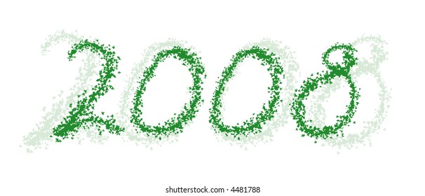 the year 2008 - green illustration (vector eps format)