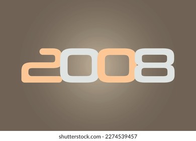 Year 2008 numeric typography text vector design on gradient color background. 2008 historical calendar year logo template design. 